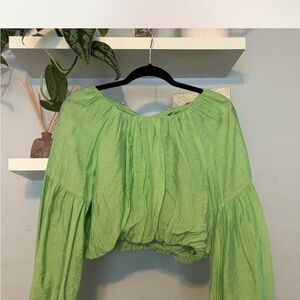 Lulu's Vibrant Lime Green Blouse